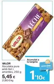 Caprabo Valor - xocolata pura amb llet ametlles oferta