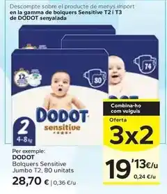 Caprabo Dodot - bolquers sensitive jumbo t2 oferta