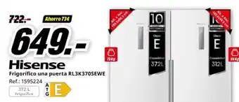 MediaMarkt Hisense - frigorífico una puerta rl3k3r3s7os5we oferta