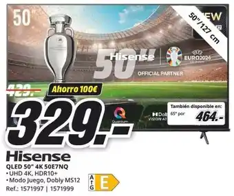 MediaMarkt Hisense - qled 50 4k 50e7q oferta