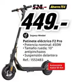 MediaMarkt Rueda - patinete eléctrico f2 pro oferta
