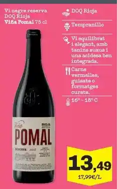 Sorli Viña pomal - vi negre reserva doq rioja oferta