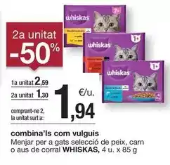 BonpreuEsclat Whiskas - menjar per a gats seleccio de peix, carn o aus de corral oferta