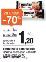 BonpreuEsclat Nutrisport - barreta energetica xocolata o maduixa i platan oferta