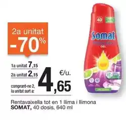 BonpreuEsclat Somat - rentavaixella tot en 1 llima i llimona, 40 dosis, 640 ml oferta