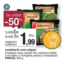BonpreuEsclat Findus - ensalada russa, pesols fins, espinacs tallats o en fulles, o mongetes planes o trossejades oferta