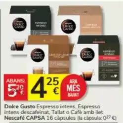 Consum Nescafé - dolce gusto espresso intens, espresso intens descafeinat, tallat o cafe amb llet oferta