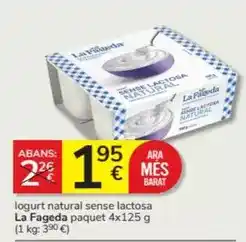 Consum La fageda - logurt natural sense lactosa oferta