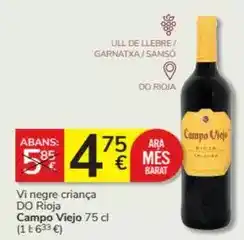 Consum Campo viejo - vi negre criança do rioja oferta