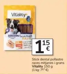 Consum Vitality - stick dental pollastre races mitjanes i grans oferta