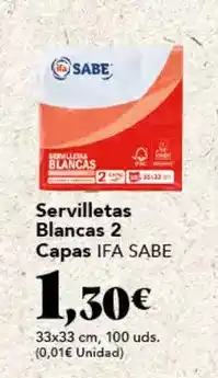 Gadis Ifa sabe - servilletas blancas 2 capas oferta