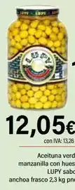 Cash Ifa Lupy - aceituna verd manzanilla con huesale sabor anchoa frasco oferta