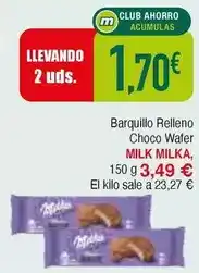 Masymas Milka - barquillo relleno choco wafer oferta