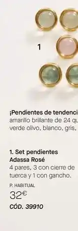 Yanbal Set pendientes adassa rosé oferta