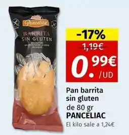 Maskom Supermercados Panceliac - pan barrita sin gluten oferta