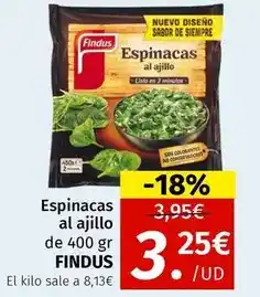 Maskom Supermercados Findus - espinacas al ajillo oferta
