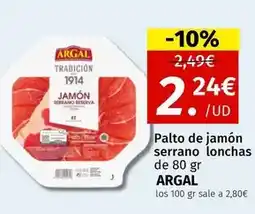 Maskom Supermercados Argal - palto de jamón serrano lonchas oferta