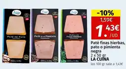Maskom Supermercados La cuina - pate finas hierbas, pato o pimiento negra oferta