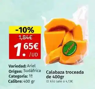 Maskom Supermercados Sursabor - calabaza troceada de 400gr oferta