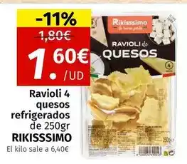 Maskom Supermercados Rikisssimo - ravioli 4 quesos refrigerados oferta