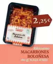 Maskom Supermercados Rikisssimo - macarrones bolonesa oferta