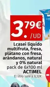 Maskom Supermercados Actimel - lcasel liquido multifruta, fresa, platano con fresa, arandanos, natural y 0% natural oferta