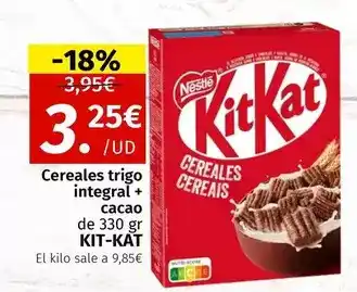 Maskom Supermercados Nestlé - cereales trigo integral + cacao kit kat oferta
