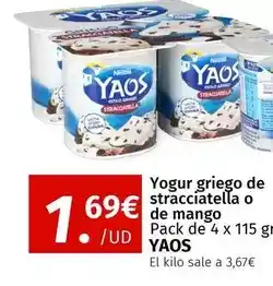 Maskom Supermercados Yaos - yogur griego de stracciatella o de mango oferta