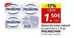 Maskom Supermercados Philadelphia - queso de untar natural oferta