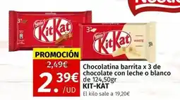 Maskom Supermercados Kit kat - chocolatina barrita x 3 de chocolate con leche o blanco oferta