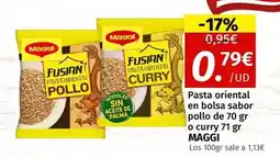 Maskom Supermercados Maggi - pasta oriental en bolsa sabor pollo de 70 gr o curry oferta