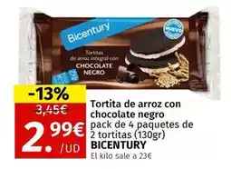 Maskom Supermercados Bicentury - tortitas de arroz con chocolate negro oferta