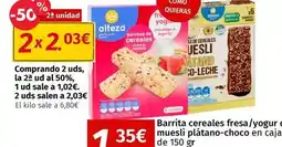 Maskom Supermercados Alteza - barrita cereales fresa/ yogur o muesli plátano-choco oferta