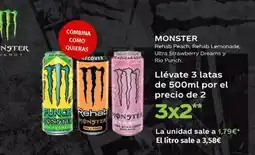 Maskom Supermercados Monster - llévate 3 latas de 500ml por el precio de 2 oferta