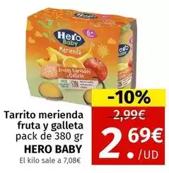 Maskom Supermercados Hero baby - tarrito merienda fruta y galleta oferta