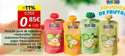 Maskom Supermercados Pasitos - pouche puré de manzana melocoton / mezcarn / fresa-blanco / manzana / platano de 120 oferta