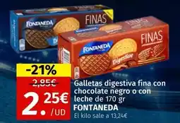 Maskom Supermercados Fontaneda - galletas digestiva fina con chocolate negro o con leche oferta