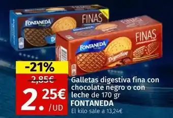 Maskom Supermercados Fontaneda - galletas digestiva fina con chocolate negro o con leche oferta