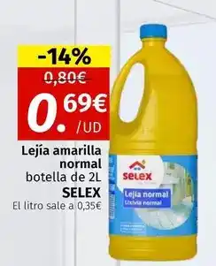 Maskom Supermercados Selex - lejía amarilla normal botella de 2l oferta