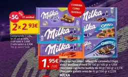 Maskom Supermercados Milka - choco leche+ oreo / ralleno de caramelo / chips ahoy/ avellana entera oferta