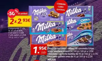 Maskom Supermercados Milka - choco leche+ oreo / ralleno de caramelo / chips ahoy/ avellana entera oferta