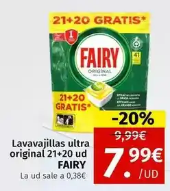 Maskom Supermercados Fairy - lavavajillas ultra original 21+20 ud oferta