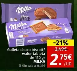 Maskom Supermercados Milka - galleta choco biscuit/ wafer tableta oferta