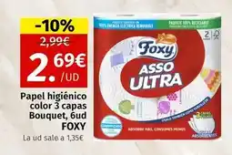 Maskom Supermercados Foxy - papel higienico color 3 capas bouquet oferta