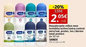 Maskom Supermercados Sanex - desodorante rollon men invisible oferta