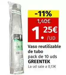 Maskom Supermercados Vaso reutilizable de tubo pack de 10 uds/ greentek oferta