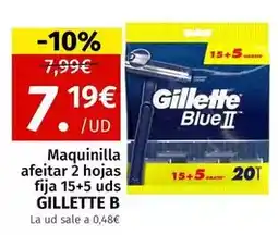 Maskom Supermercados Gillette - maquinilla afeitar 2 hojas fija 15+5 uds oferta