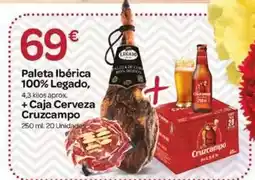 Supermercados El Jamón Paleta iberica 100% legado + caja cerveza cruzcampo oferta