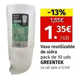 Maskom Supermercados Greentek - vaso reutilizable de sidra oferta