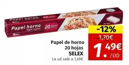 Maskom Supermercados Selex - papel de horno 20 hojas oferta